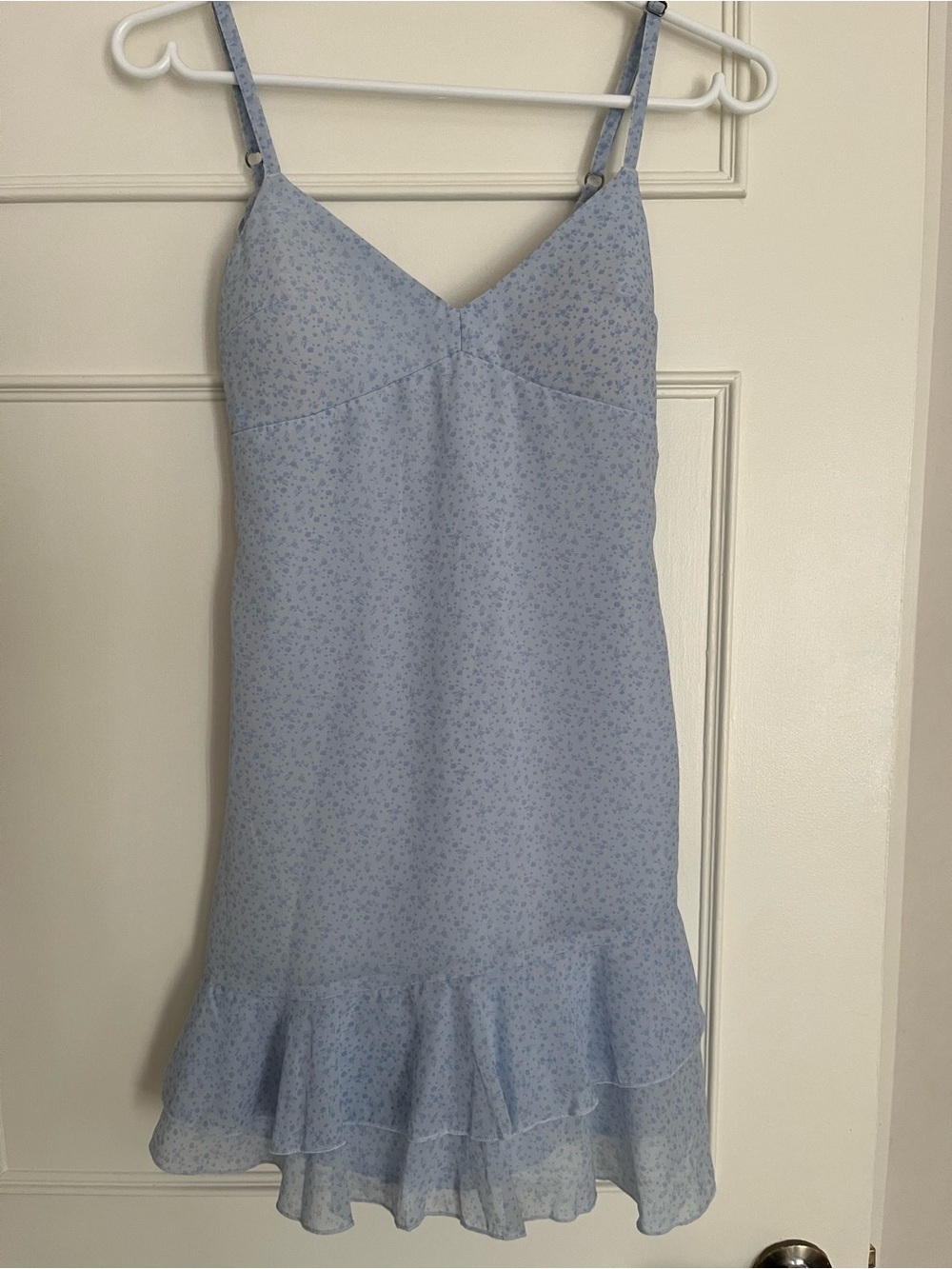 Hollister Light Blue Floral Slip Dress with Ruffle Hem
